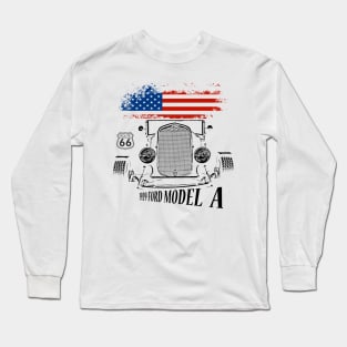 1929 Ford Model A, Hot Rod - white shirt Long Sleeve T-Shirt